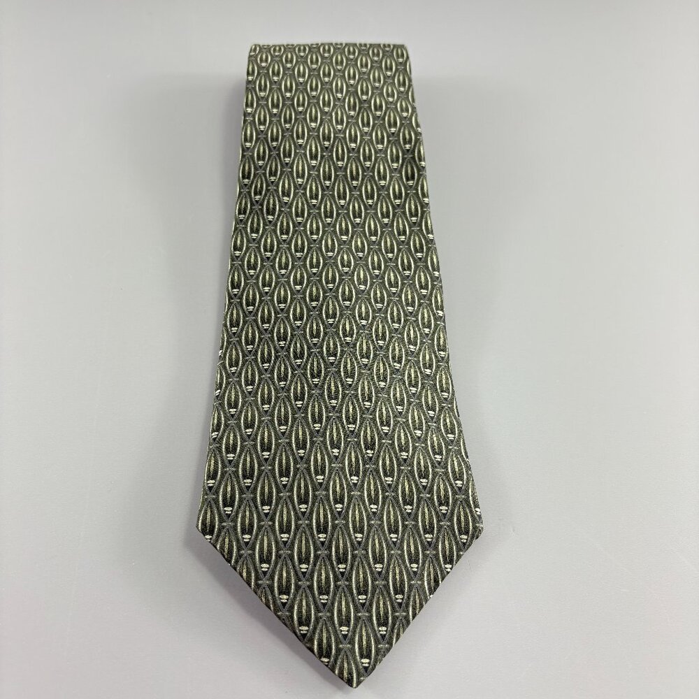 Zylos Platinum George Machado Green / Black Geometric Men's Tie 4" x 59" NWT